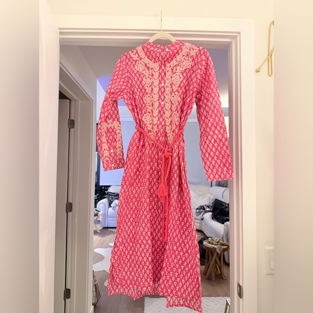 Women’s Pink Maxi Dress with Cream Embroidery